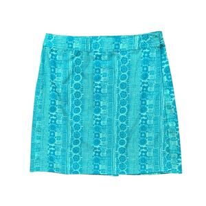 Ripskirt Hawaii Skirt Women M Medium Aqua Floral Cover Up Wrap Stretch Mini